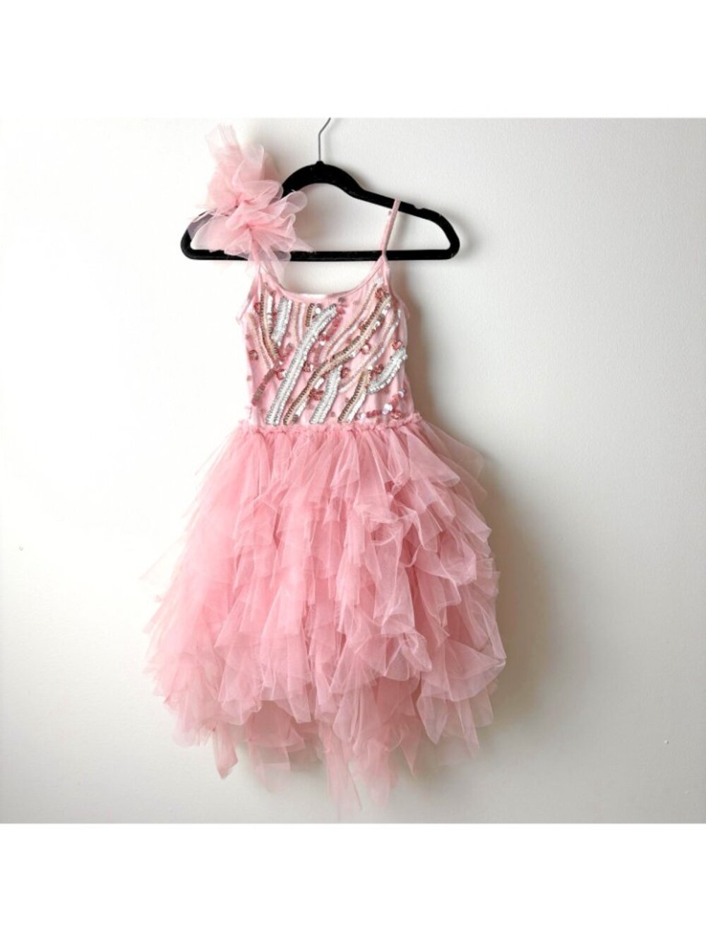 TUTU DU MONDE Girls 4-5 Pink Cherry Blossom Special Occassion Sequin Tulle Dress